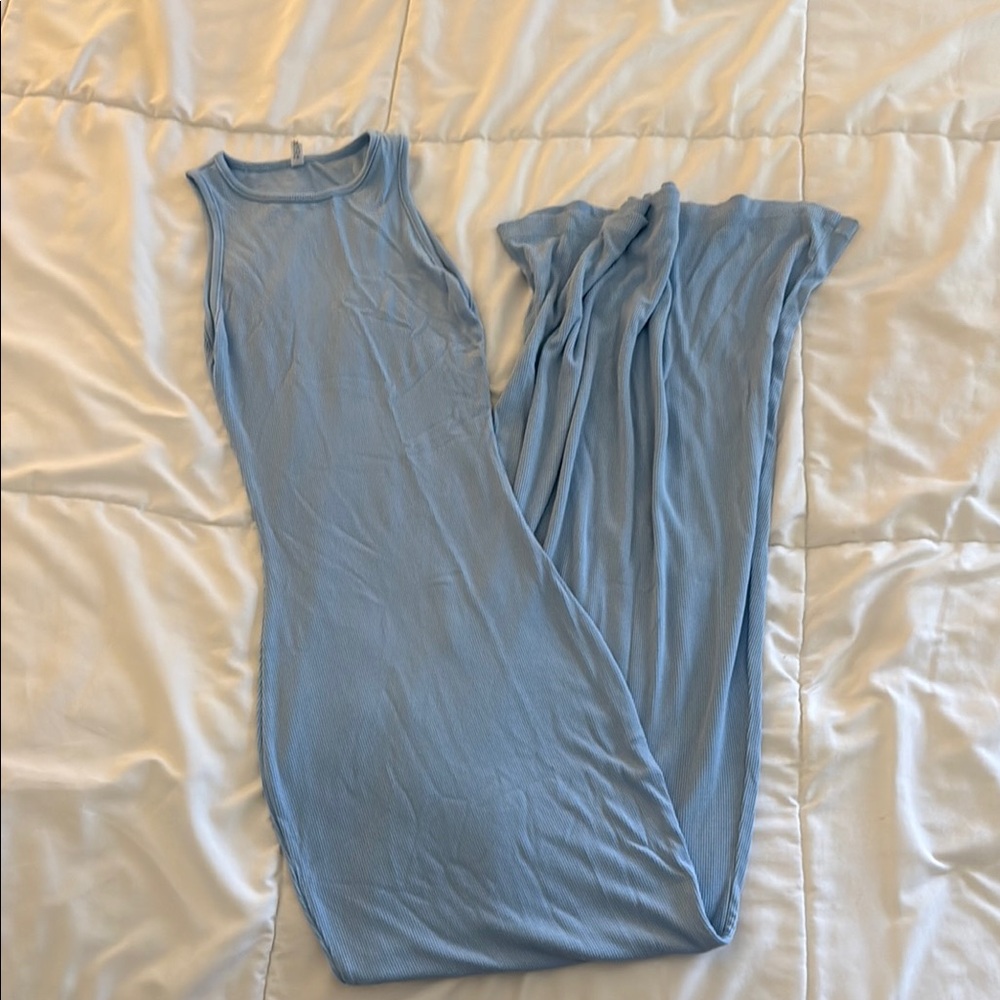 Light Blue Sleeveless Sun Maxi Dress